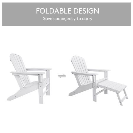 EHOMMATE HDPE Outdoor Adirondack Chair with Footrest White