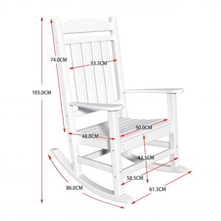 EHOMMATE HDPE Rocking Chair Outdoor Indoor Patio Lounge Seat White