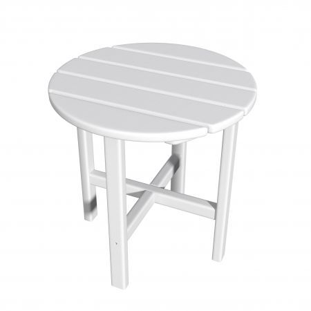 EHOMMATE HDPE Roundtop Side Table Outdoor Indoor Living Garden Table White