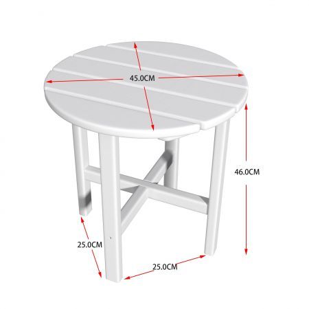 EHOMMATE HDPE Roundtop Side Table Outdoor Indoor Living Garden Table White