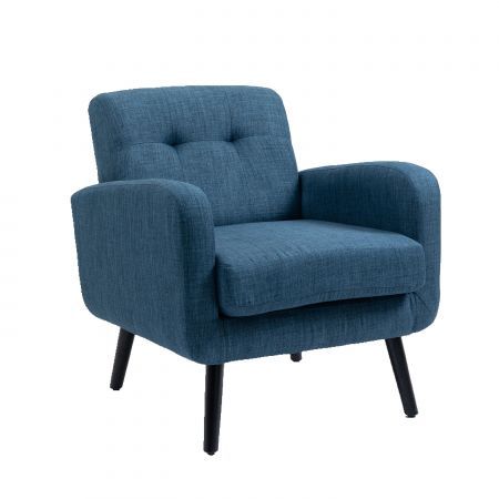 Mid Century Modern Tub Chair with Upholstered Cushion Blue