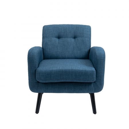 Mid Century Modern Tub Chair with Upholstered Cushion Blue