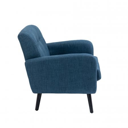 Mid Century Modern Tub Chair with Upholstered Cushion Blue