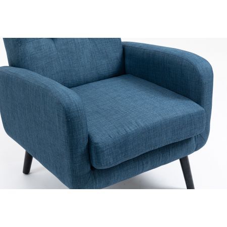 Mid Century Modern Tub Chair with Upholstered Cushion Blue