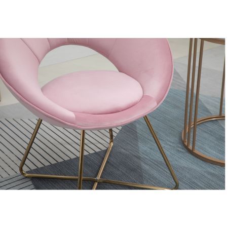 Modern Accent Velvet Chairs with Golden Metal Frame Leg 1 PC Pink