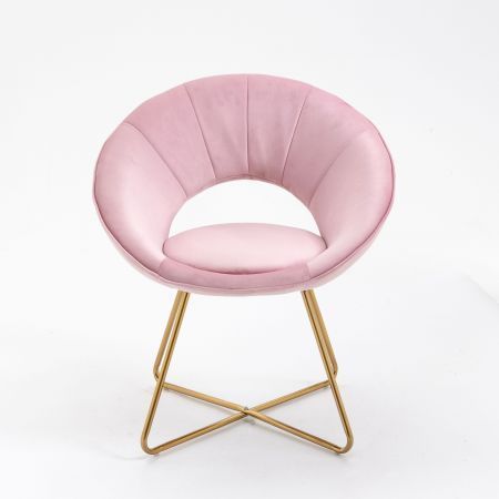 Modern Accent Velvet Chairs with Golden Metal Frame Leg 1 PC Pink