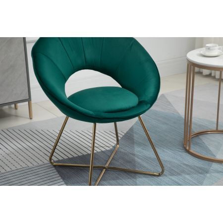 Modern Accent Velvet Chairs with Golden Metal Frame Leg 1 PC Green