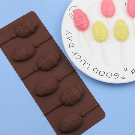 Easter Egg Rabbit Lollipop Silicone Mold Chewing Gum Marzipan Fudge Marzipan Chocolate Cake DIY Cooking Tools(2 Pcs)
