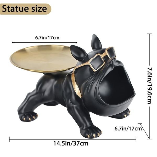 Big Mouth Bulldog Statues Home Decor Butler Statue With Tray Storage Key Holder Candy Jewelry Tray