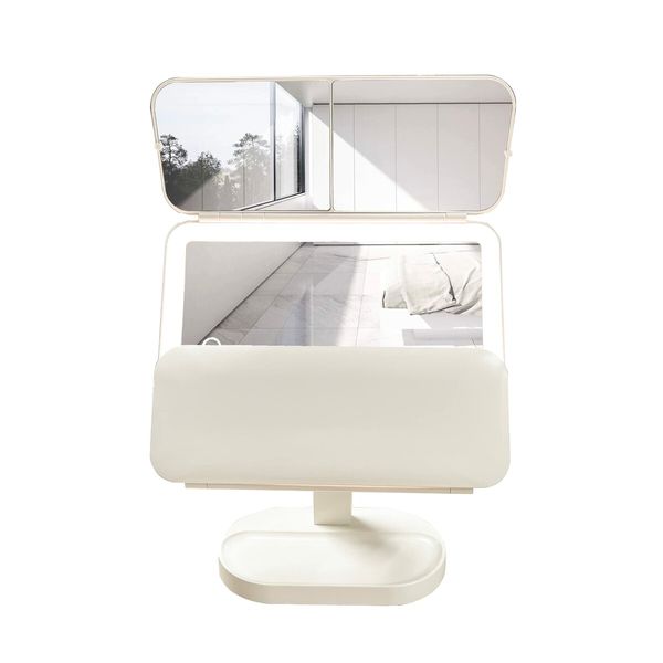 Mkaeup Mirror with Lights with 2X and 3X Magnification Rechargeable Light up 3-Color Temperature-White