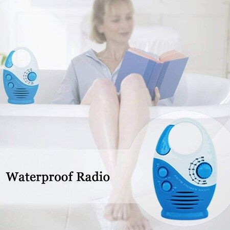 Waterproof Shower Radio, Splash Proof AM FM Radio with Top Handle