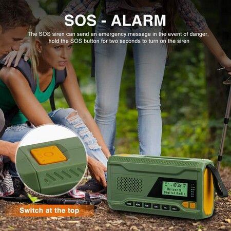 Crank Radio with Mobile Phone Charging Function Solar DAB FM Solar Radio for Hiking, Camping, Outdoor