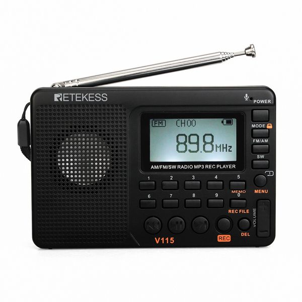 Digital Radio AM FM USB POWER Portable Shortwave Radios, Rechargeable Radio Digital Tuner and Presets, Support Micro SD and AUX Record, Bass Speaker