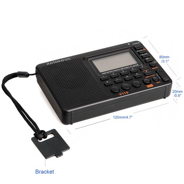 Digital Radio AM FM USB POWER Portable Shortwave Radios, Rechargeable Radio Digital Tuner and Presets, Support Micro SD and AUX Record, Bass Speaker