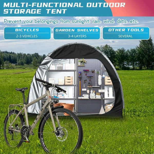 Bike Storage Tent Anti-Dust Waterproof Bike 210D Cover Outdoor Foldable Bicycle Shed Camping Garden Shelter 163X80X195CM