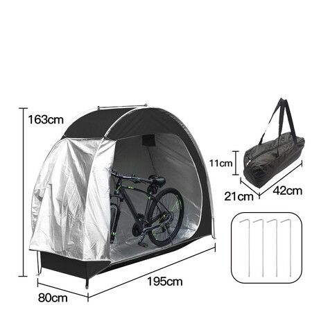 Bike Storage Tent Anti-Dust Waterproof Bike 210D Cover Outdoor Foldable Bicycle Shed Camping Garden Shelter 163X80X195CM