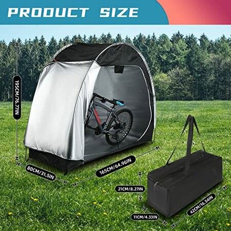 Bike Storage Tent Anti-Dust Waterproof Bike 210D Cover Outdoor Foldable Bicycle Shed Camping Garden Shelter 163X80X195CM