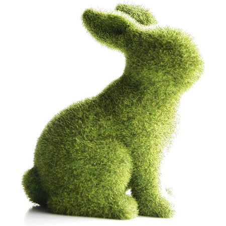 Easter Moss Bunny Flocked Rabbit Statue Figurine Festival Garden Yard Ornament Decoration A