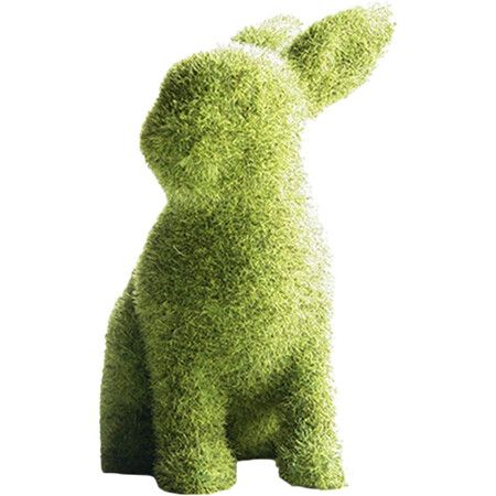 Easter Moss Bunny Flocked Rabbit Statue Figurine Festival Garden Yard Ornament Decoration A