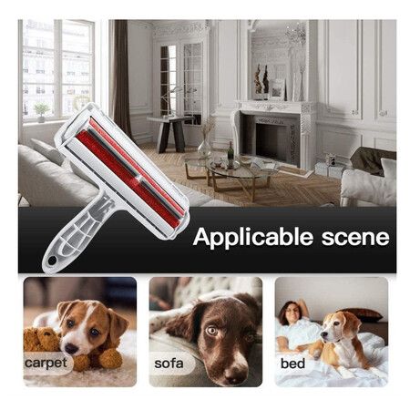 Pet Hair Remover, Fur Lint Roller, Cat Dog Hair Remover, Clean Car, Clothes, Furniture, Sofa, Couch, Carpets Color Red