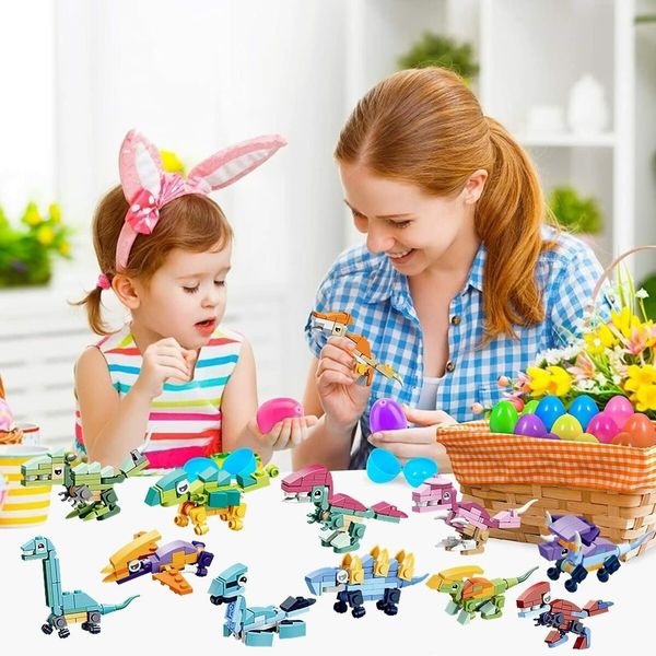 Prefilled Easter Eggs with Insect Building Blocks,Easy Assemble Surprise Easter Egg Toys Easter Party Favors,Easter Basket Stuffers,Easter Egg Hunting,Classroom Prize Toys (12 Pcs)