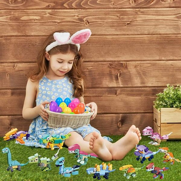 Prefilled Easter Eggs with Insect Building Blocks,Easy Assemble Surprise Easter Egg Toys Easter Party Favors,Easter Basket Stuffers,Easter Egg Hunting,Classroom Prize Toys (12 Pcs)