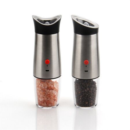 Rechargeable Electric Salt and Pepper Grinder - USB Gravity Automatic Pepper Mill Set,Battery Operated