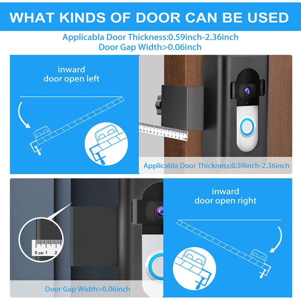 Anti-Theft Video Doorbell Door Mount Holder for Department for Most Video Doorbells