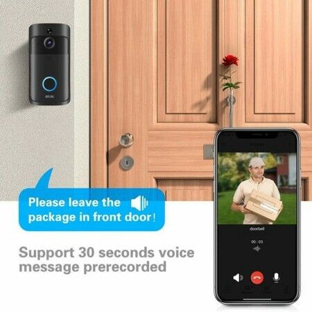 Video Doorbell Camera HD WiFi Wireless Operated Motion Detector Audio & Speaker Night Vision for iOS & Android