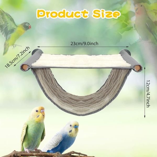 Winter Warm Bird Nest Bed Hanging Hammock Snuggle Hut Parrot House Tent Toy Bird Cage Perch for Parakeet Budgies Cockatiels Lovebird Cockatoo Finch Hamster Chinchilla Guinea Pig (Grey)