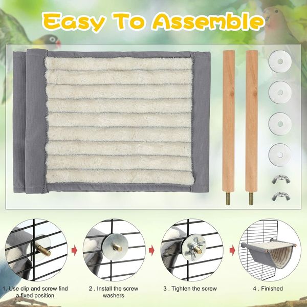 Winter Warm Bird Nest Bed Hanging Hammock Snuggle Hut Parrot House Tent Toy Bird Cage Perch for Parakeet Budgies Cockatiels Lovebird Cockatoo Finch Hamster Chinchilla Guinea Pig (Grey)