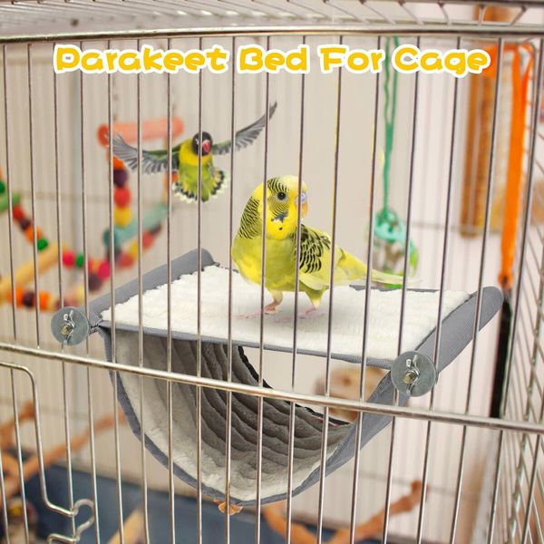 Winter Warm Bird Nest Bed Hanging Hammock Snuggle Hut Parrot House Tent Toy Bird Cage Perch for Parakeet Budgies Cockatiels Lovebird Cockatoo Finch Hamster Chinchilla Guinea Pig (Grey)