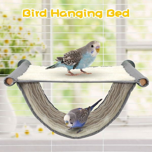 Winter Warm Bird Nest Bed Hanging Hammock Snuggle Hut Parrot House Tent Toy Bird Cage Perch for Parakeet Budgies Cockatiels Lovebird Cockatoo Finch Hamster Chinchilla Guinea Pig (Grey)