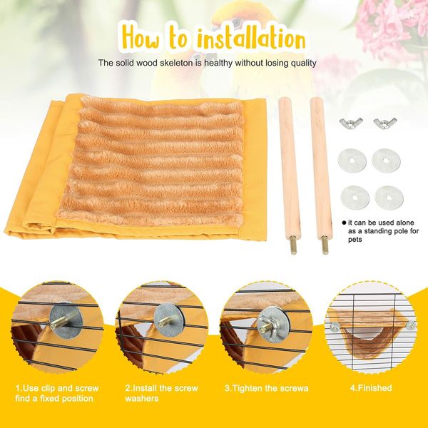 Winter Warm Bird Nest Bed Hanging Hammock Snuggle Hut Parrot House Tent Toy Bird Cage Perch for Parakeet Budgies Cockatiels Lovebird Cockatoo Finch Hamster Chinchilla Guinea Pig (Yellow)