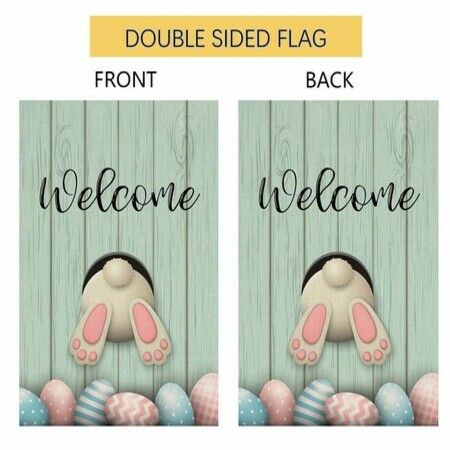 45*30cm Easter Garden Flag Banner, Eggs Rabbit Patten, Double SidedHappy Easter Garden Flag for Outdoor Yard Decorations 1PC