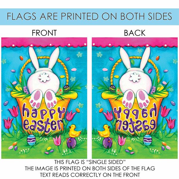 45*30cm Easter Garden Flag Banner, Eggs Rabbit Patten, Double SidedHappy Easter Garden Flag for Outdoor Yard Decorations 1PC