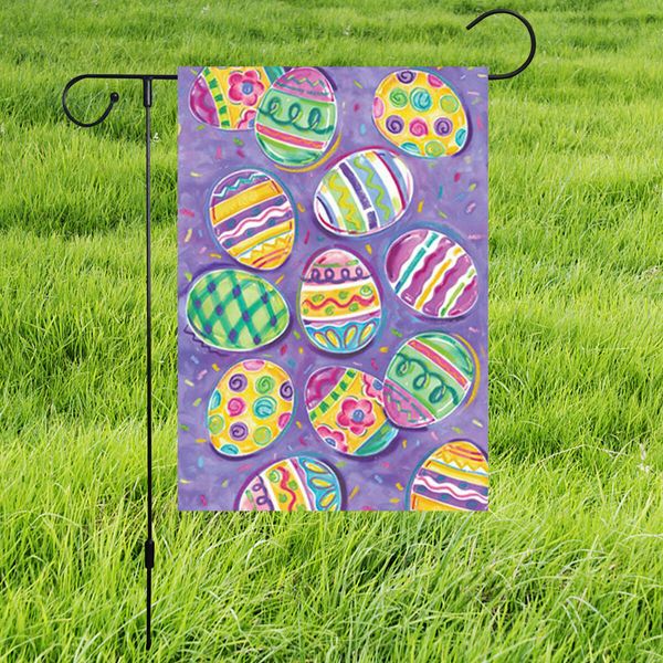 45*30cm Easter Garden Flag Banner, Eggs Rabbit Patten, Double SidedHappy Easter Garden Flag for Outdoor Yard Decorations 1PC