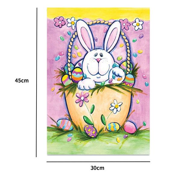 45*30cm Easter Garden Flag Banner, Eggs Rabbit Patten, Double SidedHappy Easter Garden Flag for Outdoor Yard Decorations 1PC