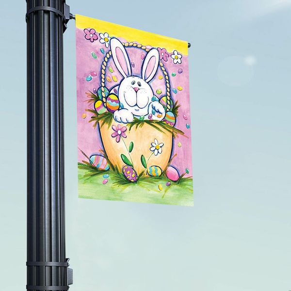 45*30cm Easter Garden Flag Banner, Eggs Rabbit Patten, Double SidedHappy Easter Garden Flag for Outdoor Yard Decorations 1PC