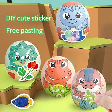 New Easter Egg Painting DIY Handmade Graffiti Painting Egg Toy Easter Dinosaur Painting Children's Day Gift, Easter Basket Stuffers