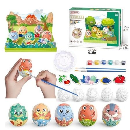 New Easter Egg Painting DIY Handmade Graffiti Painting Egg Toy Easter Dinosaur Painting Children's Day Gift, Easter Basket Stuffers