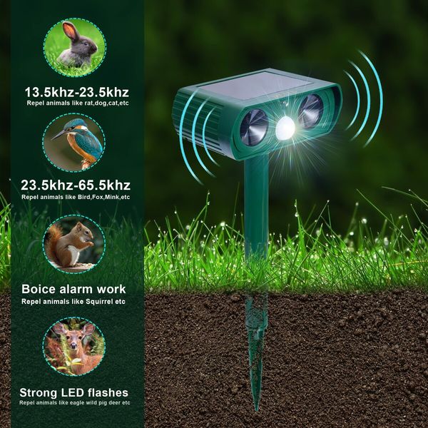 Animal Repeller Ultrasonic Solar Animal Repellent Outdoor Animal Deterrent Devices Repel Squirrel etc