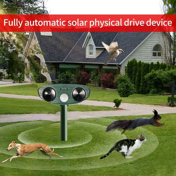 Solar Ultrasonic in Repellent Defender Rat Squirrel Deer Rabbit Dog Cat Waterproof with Motion Detector-Green