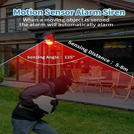 Solar Sound & Light Alarm Motion Sensor Motion Detector 129db Security Siren Light IP65 Waterproof for Farm,Villa,Home,Yard,Barn