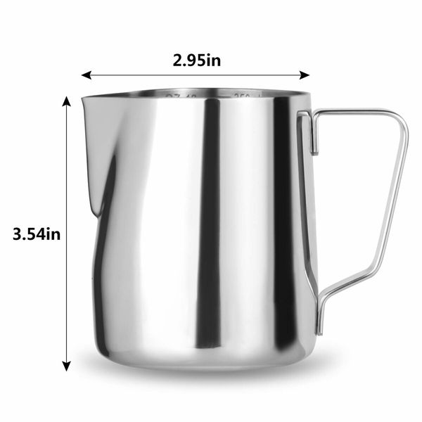 Milk Frothing Pitcher,12 Oz 350ml Milk Frother Steamer Cup Stainless Steel Espresso Cup