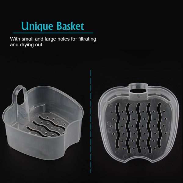 Denture Case, Denture Cup with Strainer, Denture Bath Box False Teeth Storage Box