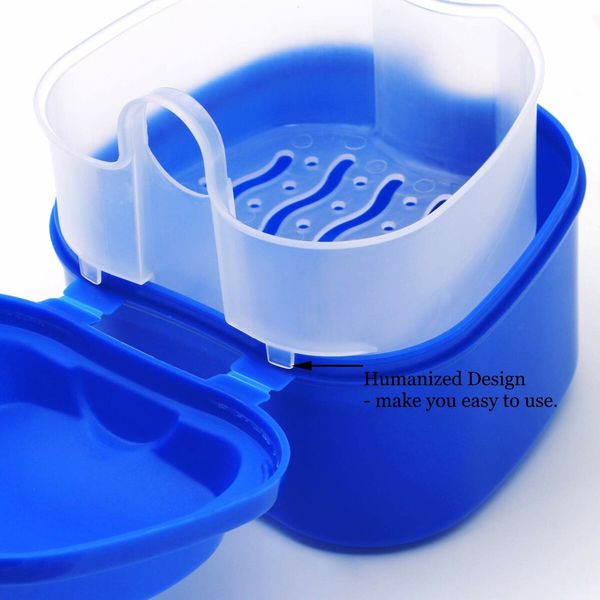 Denture Case, Denture Cup with Strainer, Denture Bath Box False Teeth Storage Box