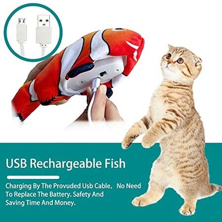 Flopping Fish Cat Toy 30cm Electric Moving Cat Toy Vibrating Toy interactive Pet Fun Toy emotion Exercise