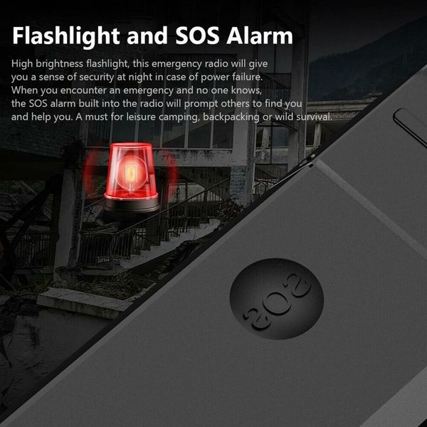 Emergency Solar Hand Crank Cell Phone Charger Emergency BT Radio FM/AM/WB LED  For Outdoor Camping Color Black