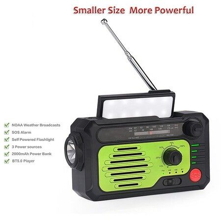 Emergency Solar Hand Crank Portable Weather Radio All band Receiver Color Green